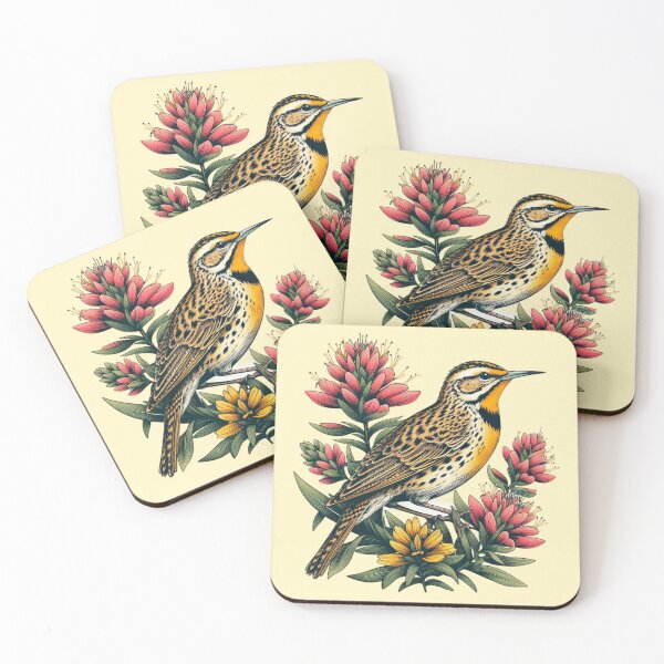 Item preview, Vintage Western Meadowlark & Indian Paintbrush, Wyoming designed and sold by AryaSubramanian.