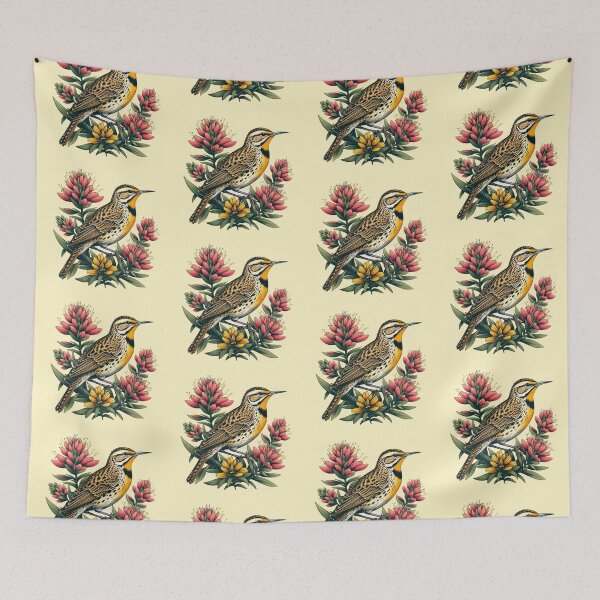 Item preview, Vintage Western Meadowlark & Indian Paintbrush, Wyoming designed and sold by AryaSubramanian.