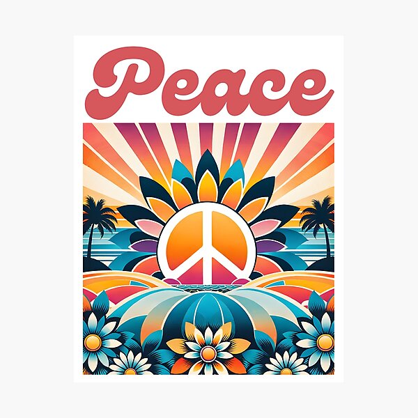 Item preview, Peace, Flower Power,  Vintage Aesthetics, Orange,  designed and sold by Prints and Lifestyle.