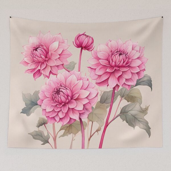 Item preview, Pink dahlias designed and sold by Flowersonstuff.