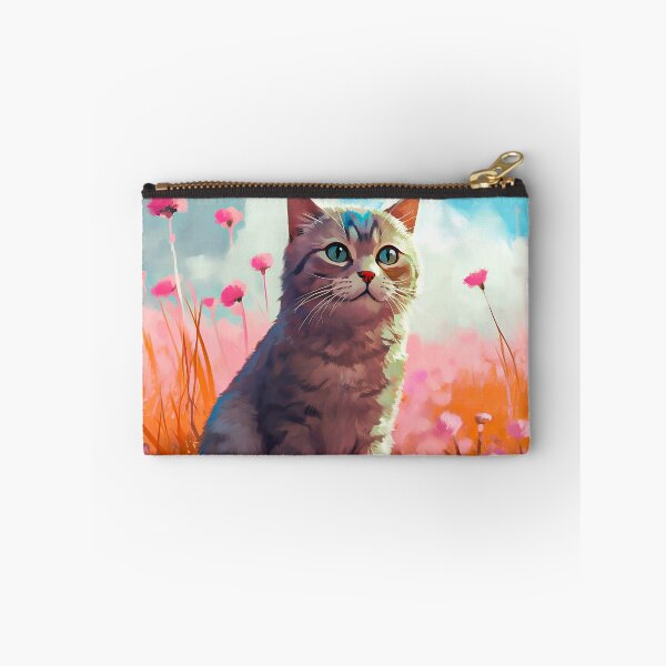 Item preview, Whimsical Meadow Gaze - Cat Among Pink Flowers designed and sold by Dreamsinpastel.