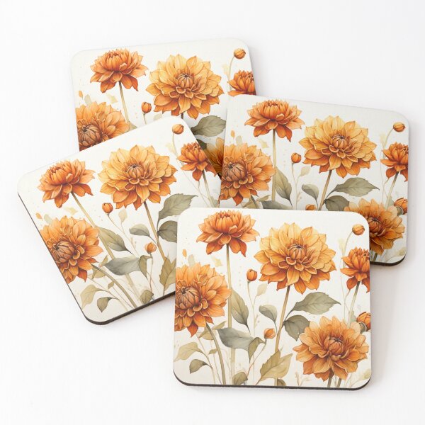 Item preview, Orange dahlias designed and sold by Flowersonstuff.