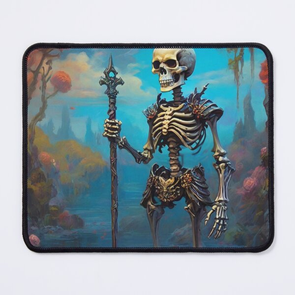 Item preview, Skeleton warrior standing in an ethereal magical bog with flowers designed and sold by Vintage Designs +.