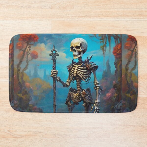 Item preview, Skeleton warrior standing in an ethereal magical bog with flowers  designed and sold by Vintage Designs +.