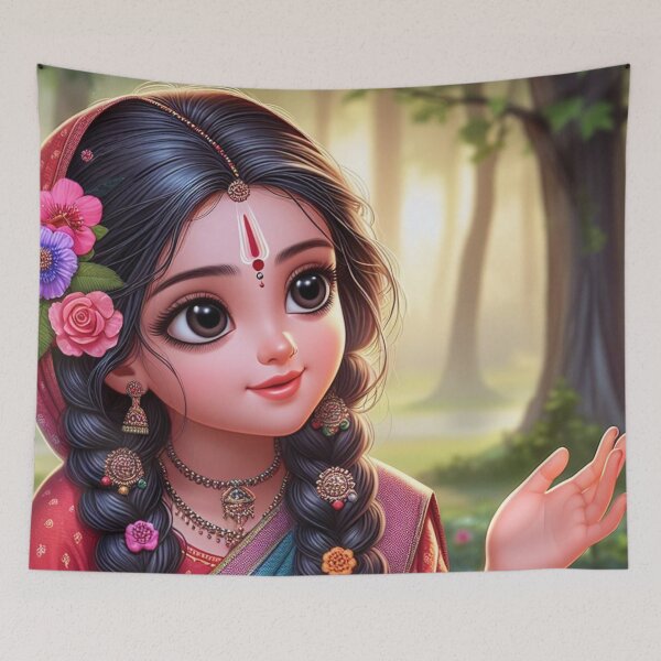 Item preview, Radha Talking in Vrindavan forest Vrinda Arts designed and sold by VrindaArts.