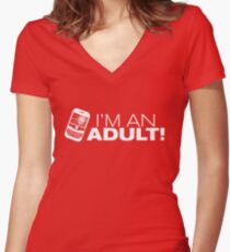 I'm an ADULT! (White Version) Women's Fitted V-Neck T-Shirt