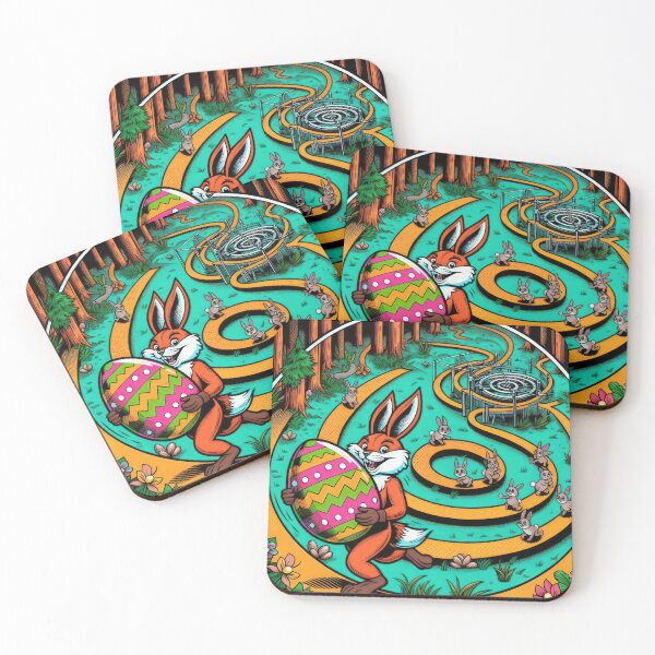 Item preview, fox stole easter egg from rabbits Easter Funny animals designed and sold by Expressions-Sel.