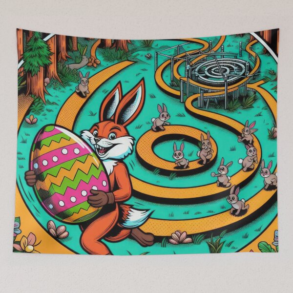 Item preview, fox stole easter egg from rabbits Easter Funny animals designed and sold by Expressions-Sel.