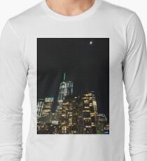 Building, Skyscraper, New York, Manhattan, Street, Pedestrians, Cars, Towers Long Sleeve T-Shirt