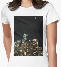 Building, Skyscraper, New York, Manhattan, Street, Pedestrians, Cars, Towers Women's Fitted T-Shirt