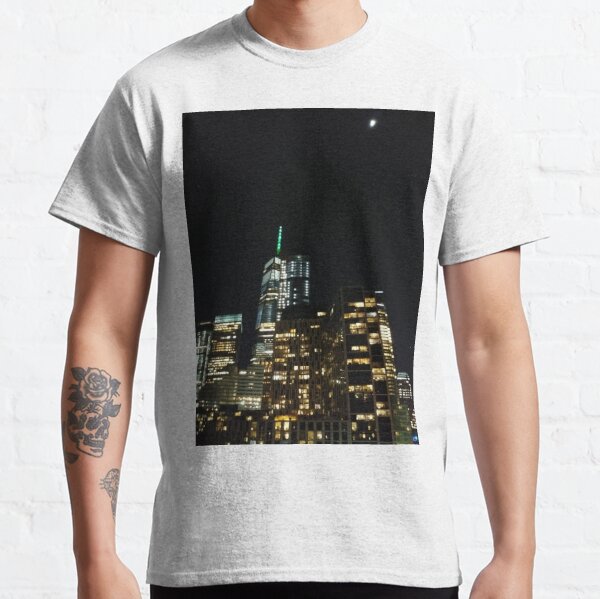 Building, Skyscraper, New York, Manhattan, Street, Pedestrians, Cars, Towers Classic T-Shirt