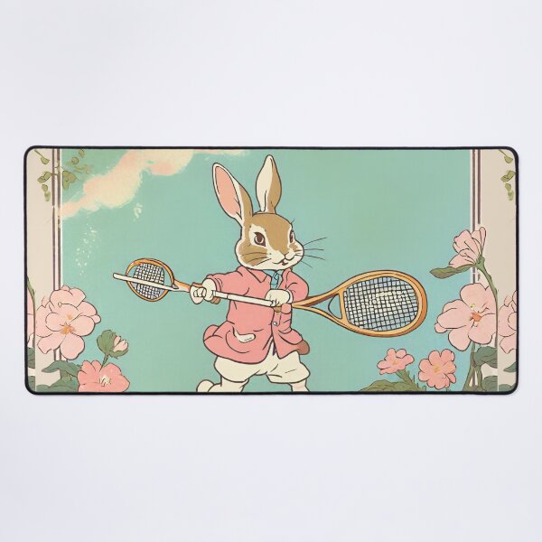 Item preview, Beautiful White Brown Rabbit Playing Tennis designed and sold by wigobun.