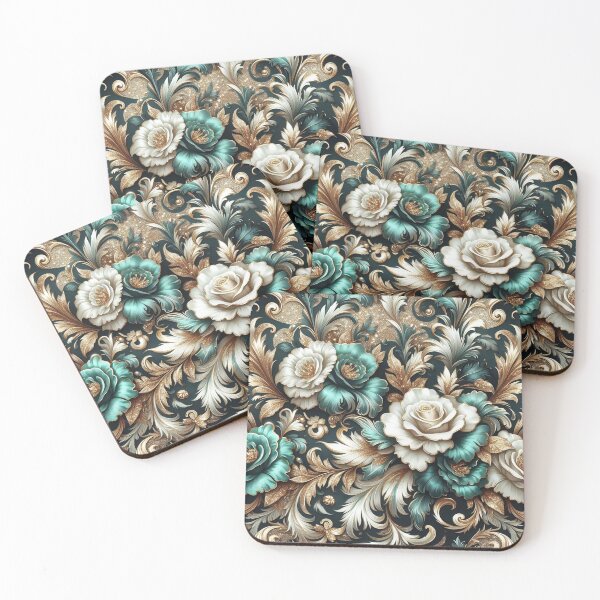 Item preview, Glitter Gold, Matte Dark Turquoise & White Baroque designed and sold by DesignsByPrnces.