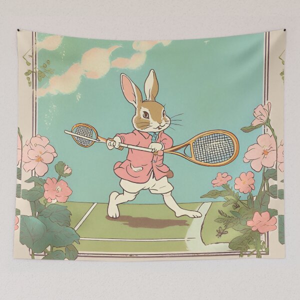 Item preview, Beautiful White Brown Rabbit Playing Tennis designed and sold by wigobun.