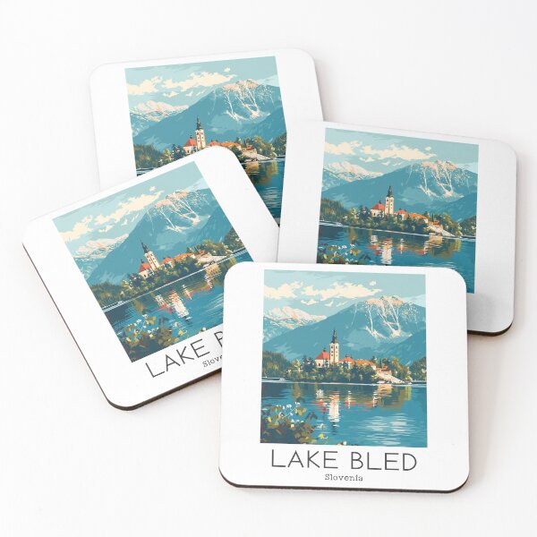 Item preview, A Vintage Travel Illustration of Lake Bled - Slovenia designed and sold by GoodOldVintage.