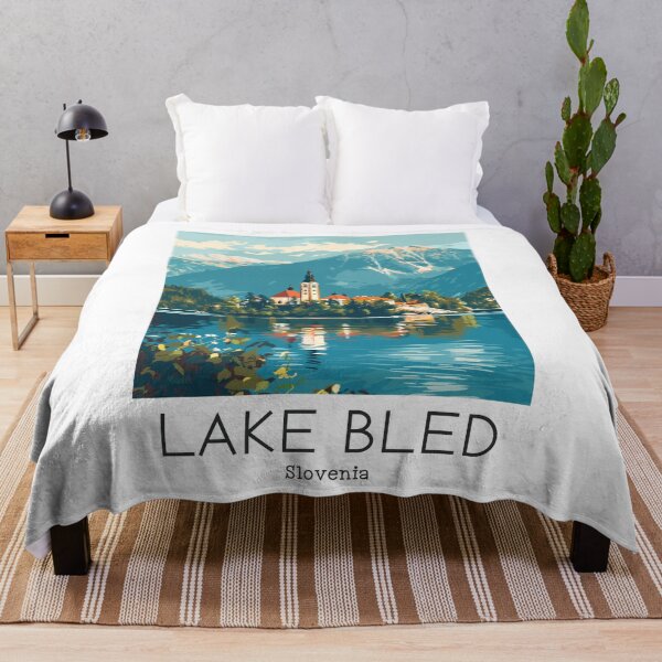 Item preview, A Vintage Travel Illustration of Lake Bled - Slovenia designed and sold by GoodOldVintage.