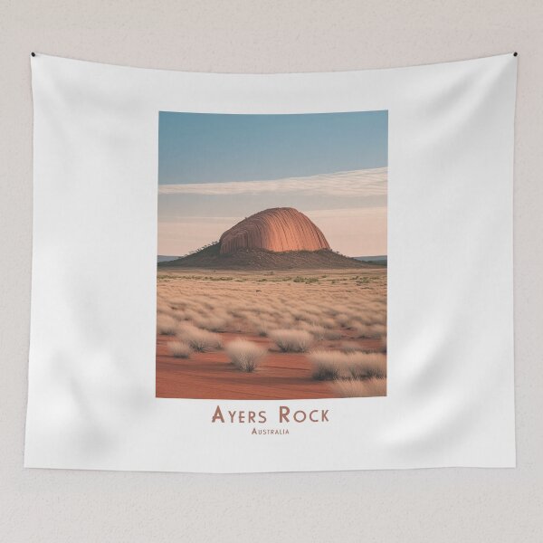 Aperçu de l'œuvre Affiche de voyage vintage d'Ayers Rock - Uluru - Design rétro minimaliste pour les amateurs de tourisme créée et vendue par pod24.