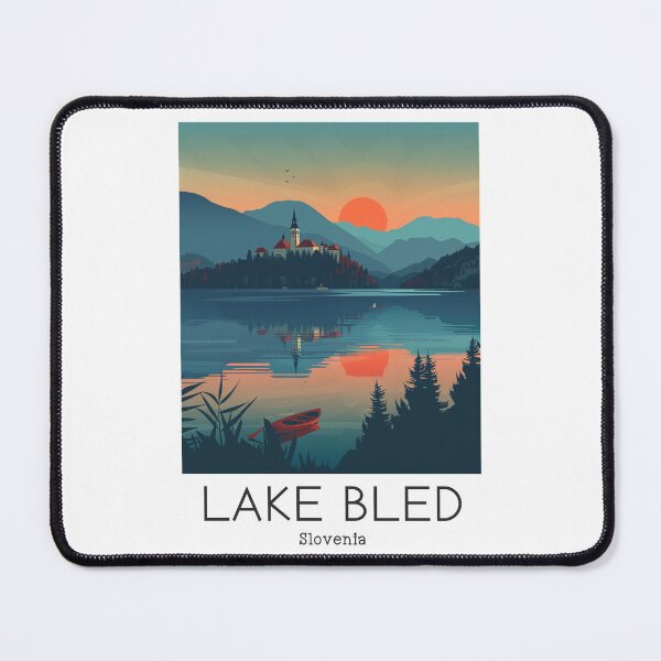 Item preview, A Vintage Travel Illustration of Lake Bled - Slovenia designed and sold by GoodOldVintage.