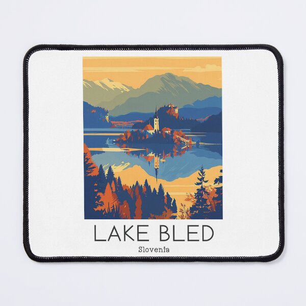 Item preview, A Vintage Travel Illustration of Lake Bled - Slovenia designed and sold by GoodOldVintage.