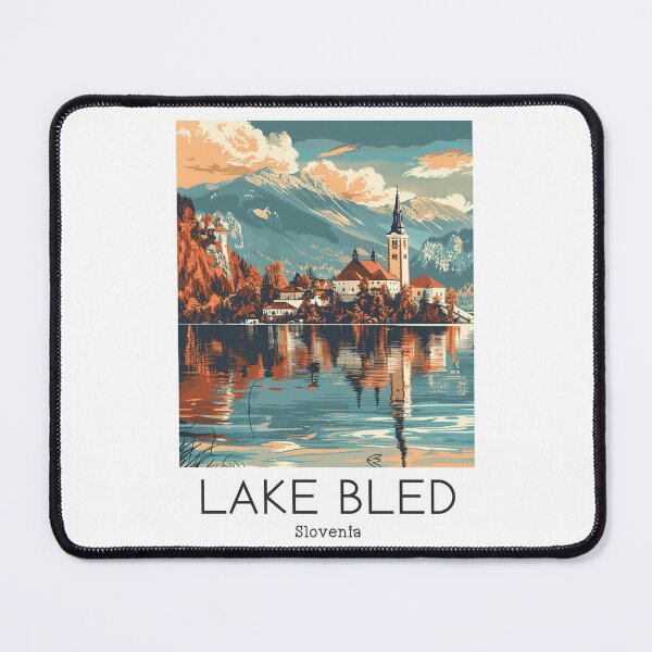 Item preview, A Vintage Travel Illustration of Lake Bled - Slovenia designed and sold by GoodOldVintage.