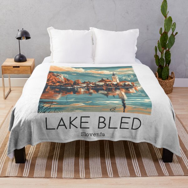 Item preview, A Vintage Travel Illustration of Lake Bled - Slovenia designed and sold by GoodOldVintage.