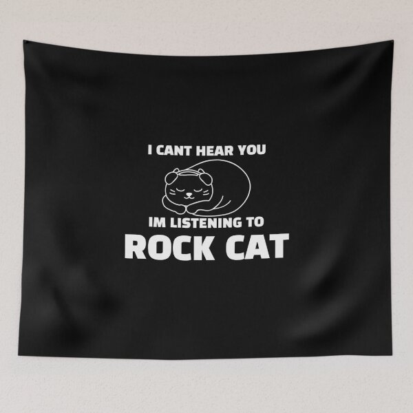 Item preview, "I Can't Hear You, I'm Listening to Rock Cat" Music Lover Tee designed and sold by AI-volution.