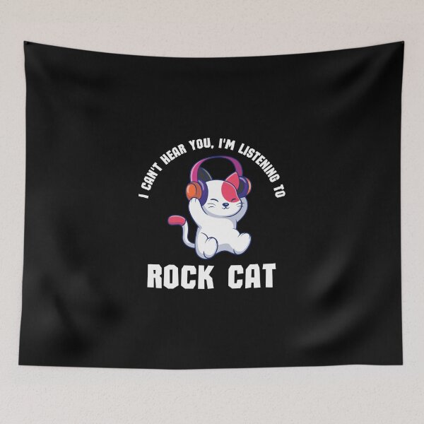 Item preview, "I Can't Hear You, I'm Listening to Rock Cat" Music Enthusiast Tee designed and sold by AI-volution.