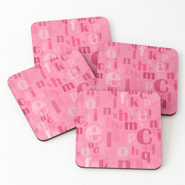 Item preview, Pink alphabet abstract letters spread across pattern background designed and sold by SpinklyCreations.