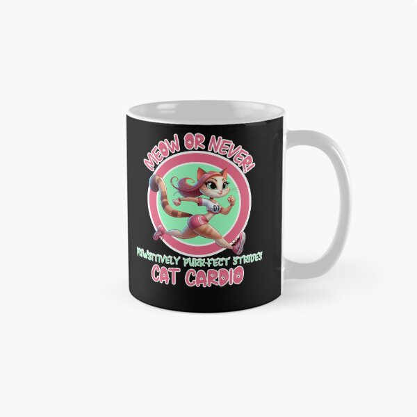 Item preview, Meow or Never Funny Cartoon Jogging Cat Cardio Pawsitively Purrfect Strides designed and sold by André Botes.