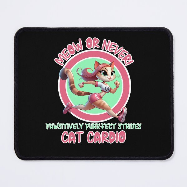 Item preview, Meow or Never Funny Cartoon Jogging Cat Cardio Pawsitively Purrfect Strides designed and sold by André Botes.