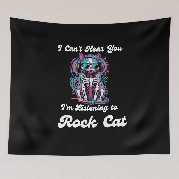 Item preview, "I Can't Hear You, I'm Listening to Rock Cat" Rock Music Lover Tee designed and sold by AI-volution.