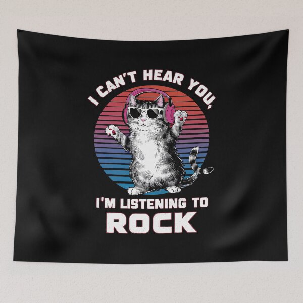 Item preview, "Rock Enthusiast: I Can't Hear You, I'm Listening to Rock" Cat & Rock Lover T-Shirt designed and sold by AI-volution.