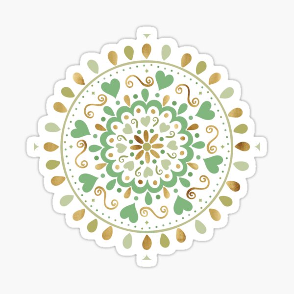 Item preview, Summer Green Gold Heart Mandala designed and sold by NdesignTrend.