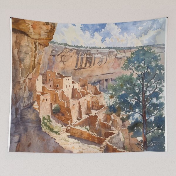 Item preview, A Watercolor Design of the Mesa Verde National Park - Colorado - US designed and sold by Sketch-Shack.