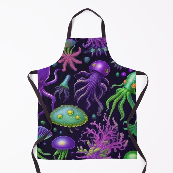 Item preview, Bioluminescent Black Light Style Deep Ocean Creatures Pattern designed and sold by DreamCraze.