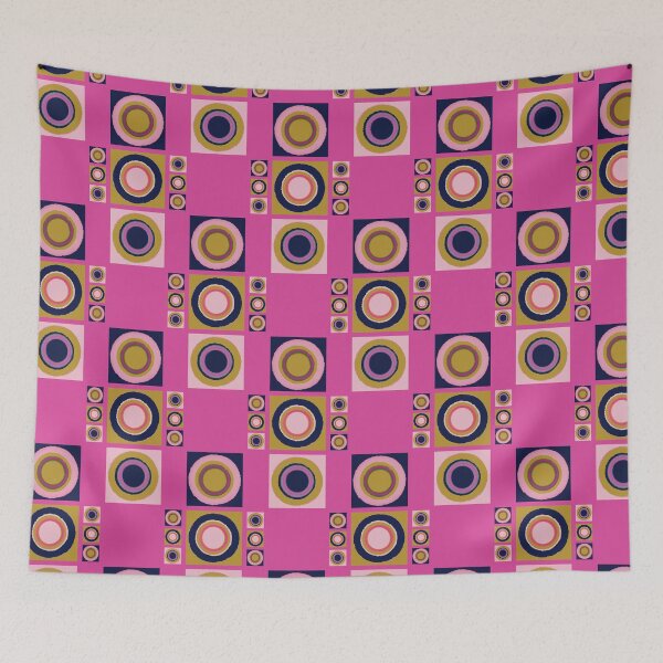Item preview, Retro Modern Sixties Op Art Abstract Tiles Pattern on Pink designed and sold by scome.