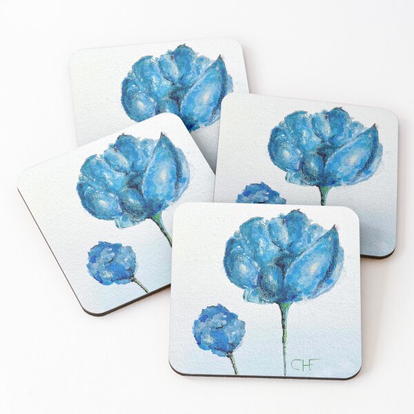 Item preview, blue flowers, pair, watercolour by CHF designed and sold by CecilHF.