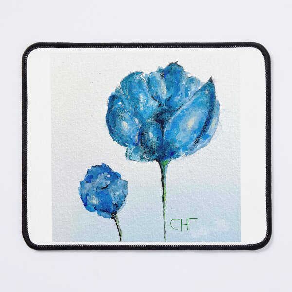 Item preview, blue flowers, pair, watercolour by CHF designed and sold by CecilHF.