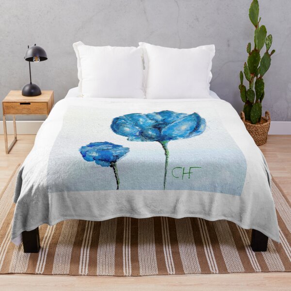 Item preview, blue flowers, pair, watercolour by CHF designed and sold by CecilHF.