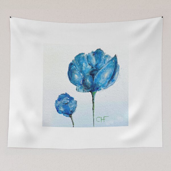 Item preview, blue flowers, pair, watercolour by CHF designed and sold by CecilHF.