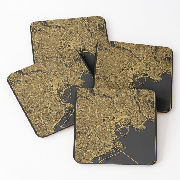 Item preview, Tokyo black and gold stylized city map designed and sold by Iwoko.