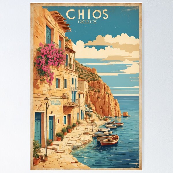 Aperçu de l'œuvre Chios Grèce Voyage Vintage Tourisme créée et vendue par TravelersGems.