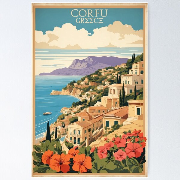 Item preview, Corfu Greece Vintage Travel Tourism  designed and sold by TravelersGems.