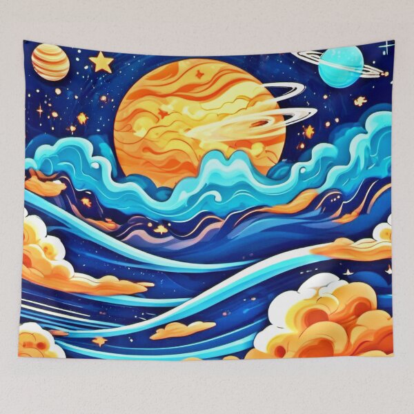 Item preview, Galactic Art: Waves, Planets, and Cartoon Stars designed and sold by Health And Fitness Posts e-Store.