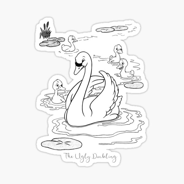 Vista previa del artículo con la obra «El patito feo y su familia - Caligrafía», diseñado y vendido por Atropa Parcae.