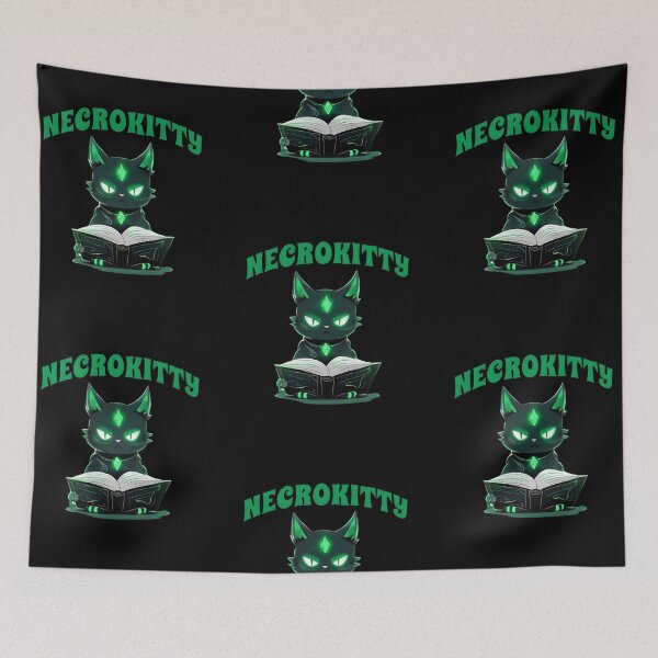 Item preview, Necrokitty, cool necromancer magic cat designed and sold by Merchattack.