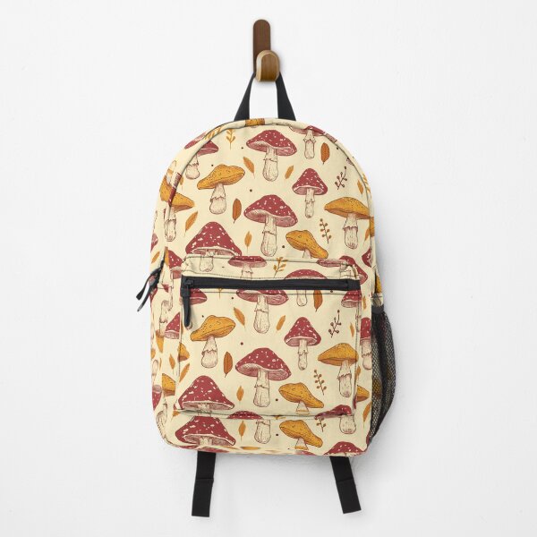 Item preview, Red and orange mushrooms - amanita muscaria - goblincore pattern - autumn colors designed and sold by Fantasy Cache.