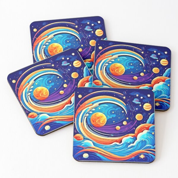 Item preview, Whimsical Skies: Waves, Stars, and Cartoon Planets designed and sold by Health And Fitness Posts e-Store.
