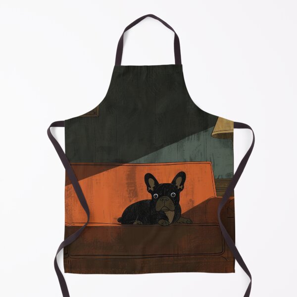 Item preview, Cozy Evening with a French Bulldog on an Orange Sofa Illustration designed and sold by Retrocranio.