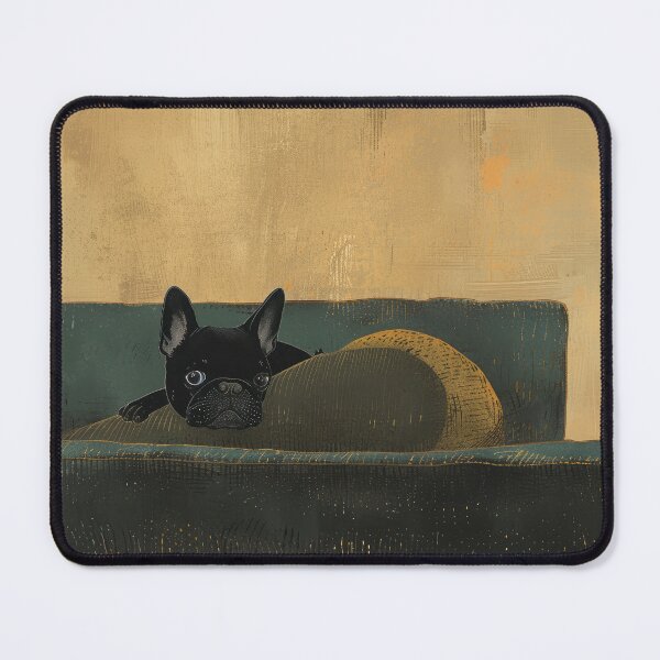 Item preview, Soulful French Bulldog Resting on a Vintage Sofa Illustration designed and sold by Retrocranio.